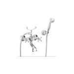 Retro kádtöltő kétkaros csaptelep zuhanyszettel, zuhanyfej + gégecső